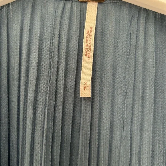 Free People Slate Blue Pleated Mini Dress - Picture 4 of 15